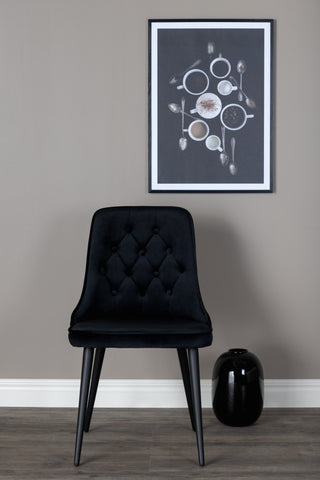 Velvet Deluxe Dining Chair 2-pack - Svarta ben / Black Velvetv