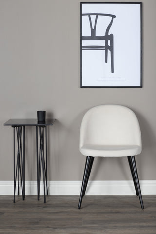 Sammetsmatsalsstol 2-pack - Svarta ben / Beige manchester
