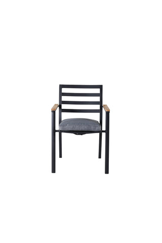 Brasilia Karmstol (stapelbar) - Svart Alu / Teak