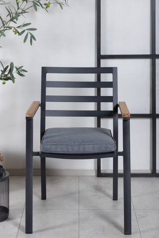 Brasilia Karmstol (stapelbar) - Svart Alu / Teak