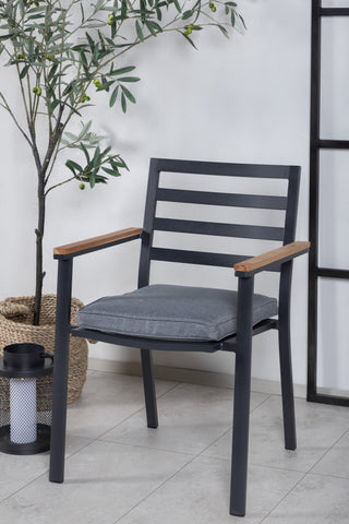 Brasilia Karmstol (stapelbar) - Svart Alu / Teak