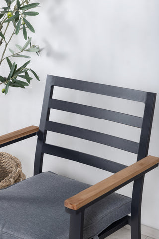 Brasilia Karmstol (stapelbar) - Svart Alu / Teak
