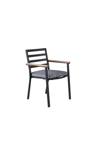 Brasilia Karmstol (stapelbar) - Svart Alu / Teak