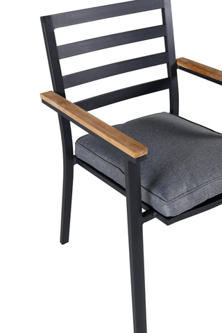 Brasilia Karmstol (stapelbar) - Svart Alu / Teak