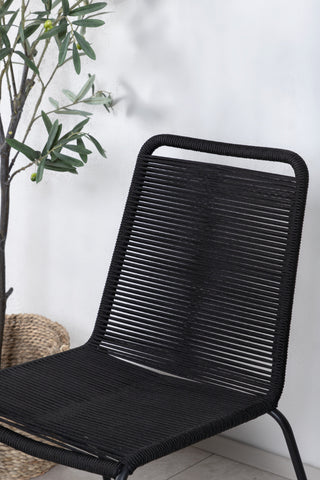 Lindos Stapelstol 2-pack - Svart Alu / Svart rep