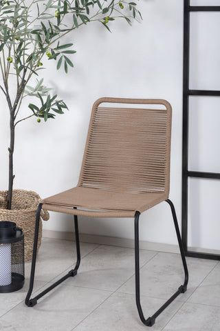 Lindos Stapelstol 2-pack - Svart Alu / Latte rep