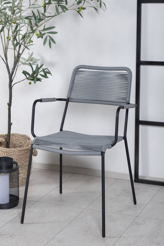 Lindos Fåtölj 2-pack - Svart Alu / Grå rep
