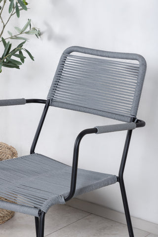 Lindos Fåtölj 2-pack - Svart Alu / Grå rep