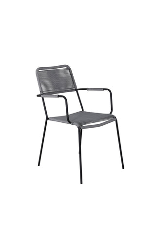 Lindos Fåtölj 2-pack - Svart Alu / Grå rep