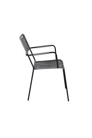 Lindos Fåtölj 2-pack - Svart Alu / Grå rep