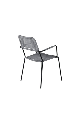 Lindos Fåtölj 2-pack - Svart Alu / Grå rep
