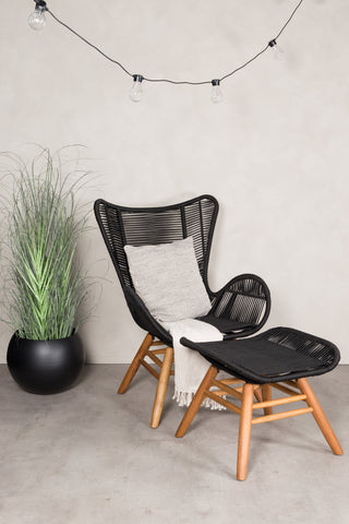 Tingeling Lounge Chair inkl. Pall - Svart rep / Acacia
