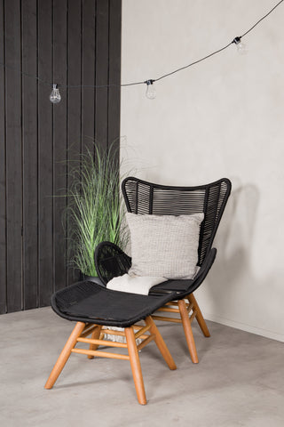 Tingeling Lounge Chair inkl. Pall - Svart rep / Acacia