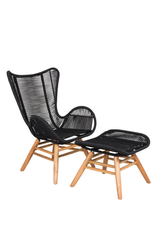 Tingeling Lounge Chair inkl. Pall - Svart rep / Acacia