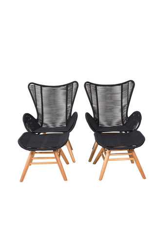 Tingeling Lounge Chair inkl. Pall - Svart rep / Acacia