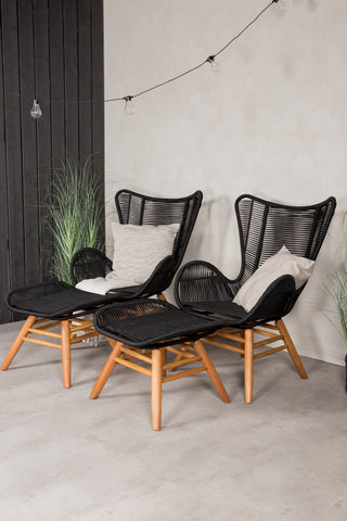 Tingeling Lounge Chair inkl. Pall - Svart rep / Acacia