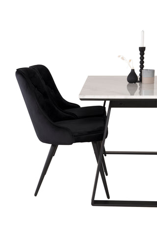 Estelle Matbord 140*90 - Vit Marmor / Svarta Ben - Sammet Deluxe Matstol - Svarta ben / Svart sammet 4