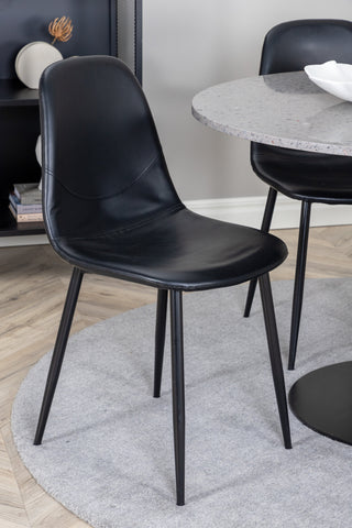 Razzia Matbord 106cm - Grå Terazzo / Svart+Polar Matstol - Svart / Svart