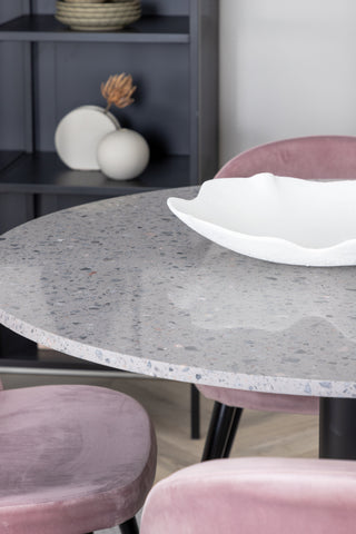 Razzia Matbord 106cm - Grå Terazzo / Svart+Velvet Matstol - Svart / Gamme