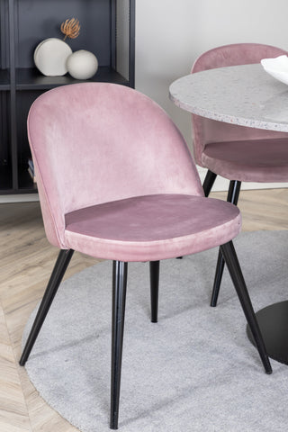Razzia Matbord 106cm - Grå Terazzo / Svart+Velvet Matstol - Svart / Gamme