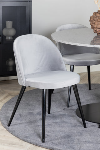 Razzia Matbord 106cm - Grå Terazzo / Svart+Velvet Matstol - Svart / Ljusg
