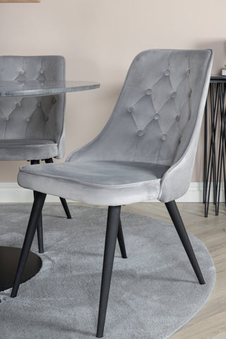 Venture Home Estelle runt Matbord - Svart / Svart marmor - ø106*H75+Velvet Deluxe Dining Chai