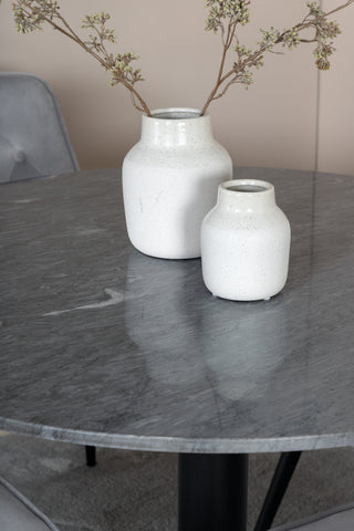 Venture Home Estelle runt Matbord - Svart / Svart marmor - ø106*H75+Velvet Deluxe Dining Chai