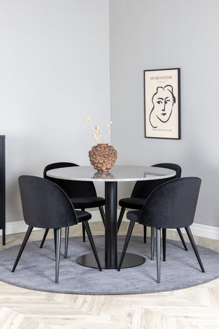 Razzia Matbord 106cm - Grå Terazzo / Svart+Velvet Matstol - Svart / Svart