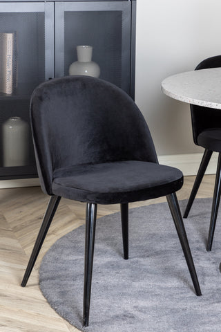 Razzia Matbord 106cm - Grå Terazzo / Svart+Velvet Matstol - Svart / Svart
