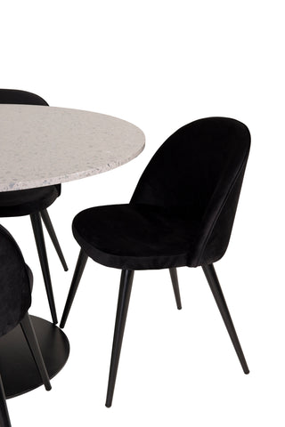 Razzia Matbord 106cm - Grå Terazzo / Svart+Velvet Matstol - Svart / Svart