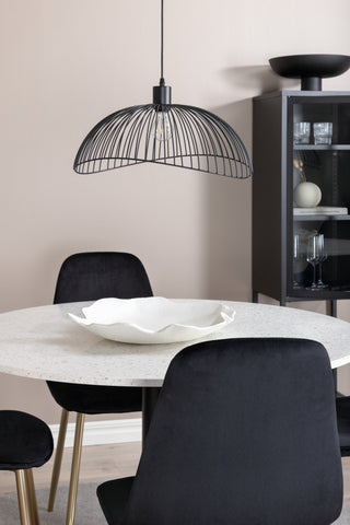 Venture Home Razzia Matbord 106cm -Vit Terazzo / Svart - Polarstol - Svart sammet / Matt mässing ben 4