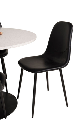Razzia Matbord 106cm - Vit Terazzo / Svart+Polar Matstol - Svart / Svart