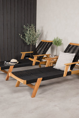 Little John Sun Lounge - Black Rope / Acacia+Chania Sidobord - ø40 - Acacia_1
