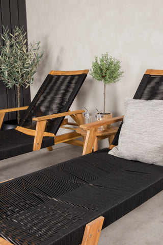 Little John Sun Lounge - Black Rope / Acacia+Chania Sidobord - ø40 - Acacia_1