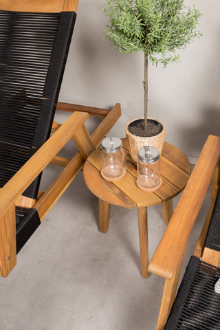 Little John Sun Lounge - Black Rope / Acacia+Chania Sidobord - ø40 - Acacia_1