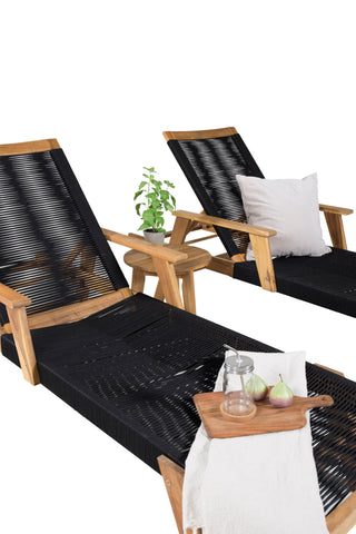 Little John Sun Lounge - Black Rope / Acacia+Chania Sidobord - ø40 - Acacia_1
