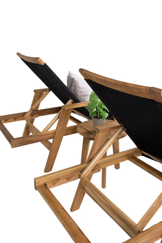 Little John Sun Lounge - Black Rope / Acacia+Chania Sidobord - ø40 - Acacia_1