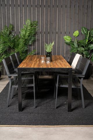 Venture Home Bois Matbord 200*100cm - Svarta Ben / Acacia +Levels Stol (staplingsbar) - B