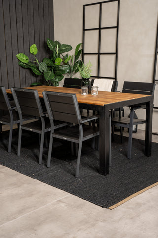 Venture Home Bois Matbord 200*100cm - Svarta Ben / Acacia +Levels Stol (staplingsbar) - B