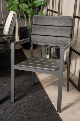 Venture Home Bois Matbord 200*100cm - Svarta Ben / Acacia +Levels Stol (staplingsbar) - B