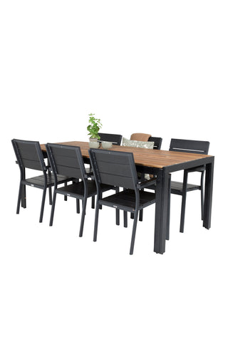 Venture Home Bois Matbord 200*100cm - Svarta Ben / Acacia +Levels Stol (staplingsbar) - B