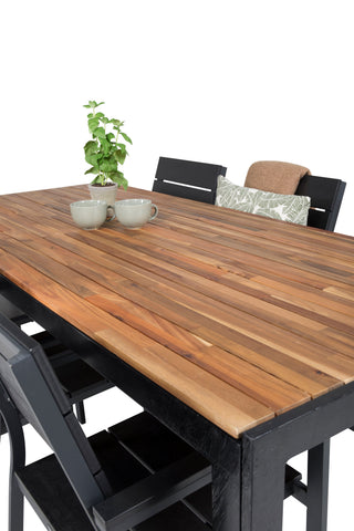 Venture Home Bois Matbord 200*100cm - Svarta Ben / Acacia +Levels Stol (staplingsbar) - B