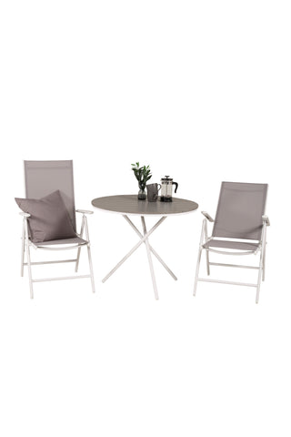 Parma cafébord ø90 - Vit Alu / Grå Aintwood+Break 5:pos Stol - Vit alu / Grå Textilene_2