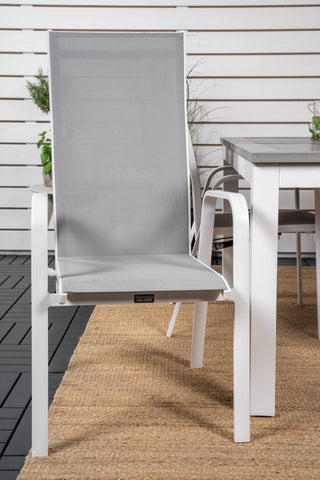 Venture Home Albany Matbord 160/240*100 - Vit Alu / Grå Aintwood+Copacabana Liggstol (staplingsbar) - Vit Alu / Grå Textilene_4