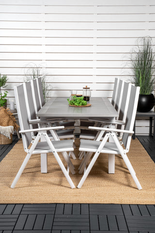 Venture Home Albany Matbord 160/240*100 - Vit Alu / Grå Aintwood+Break 5:pos Stol - Vit alu / Grå Textilene_8