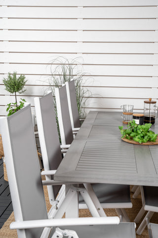 Venture Home Albany Matbord 160/240*100 - Vit Alu / Grå Aintwood+Break 5:pos Stol - Vit alu / Grå Textilene_8