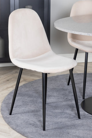 Razzia Matbord 106cm - Grå Terazzo / Svart+Polar Matstol - Svarta ben / Beige Velvet_4
