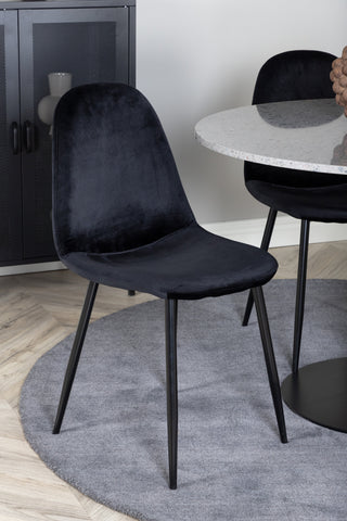 Razzia Matbord 106cm - Grå Terazzo / Svart+Polar Matstol - Svarta ben / Svart Sammet_4