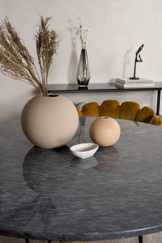Estelle runt Matbord - Borstad Mässing / Svart marmor - ø106*H75+Limhamn - Stol - Gold Velvet_4