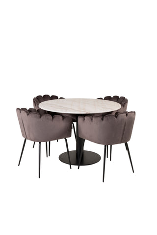 Estelle runt Matbord - Svart / Vit marmor - ø106*H75+Limhamn - Stol - Grey Velvet_4